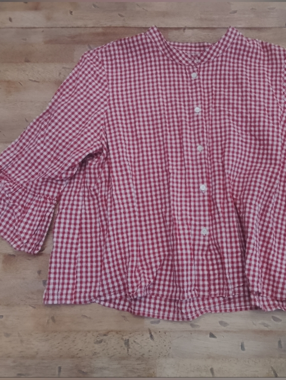 Madewell Red and White Gingham Boxy Blouse XL